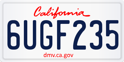 CA license plate 6UGF235