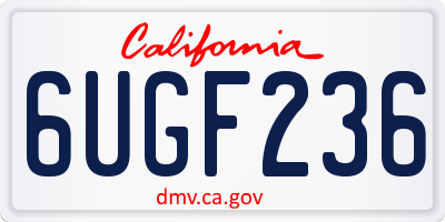 CA license plate 6UGF236