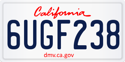 CA license plate 6UGF238