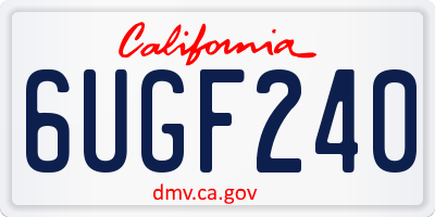 CA license plate 6UGF240