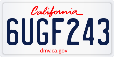 CA license plate 6UGF243