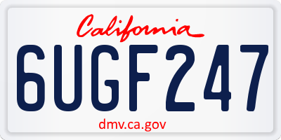 CA license plate 6UGF247