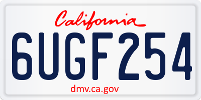 CA license plate 6UGF254