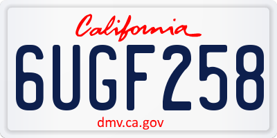 CA license plate 6UGF258