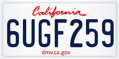 CA license plate 6UGF259