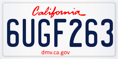 CA license plate 6UGF263
