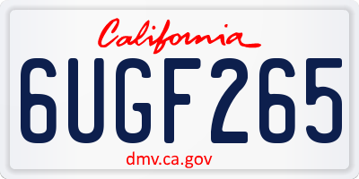 CA license plate 6UGF265