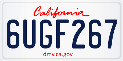 CA license plate 6UGF267