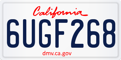 CA license plate 6UGF268