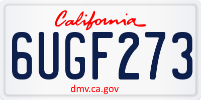 CA license plate 6UGF273