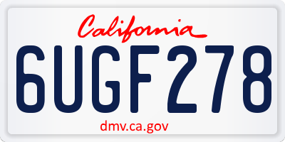 CA license plate 6UGF278