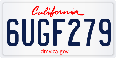 CA license plate 6UGF279
