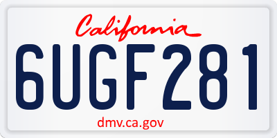 CA license plate 6UGF281