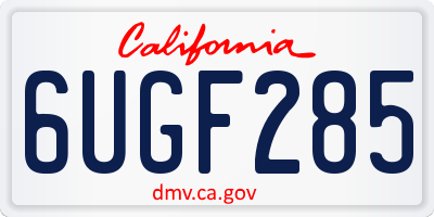 CA license plate 6UGF285