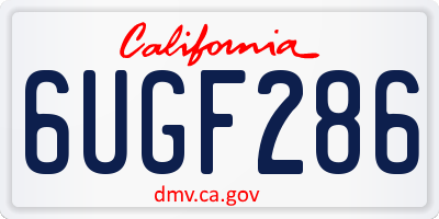 CA license plate 6UGF286