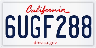 CA license plate 6UGF288