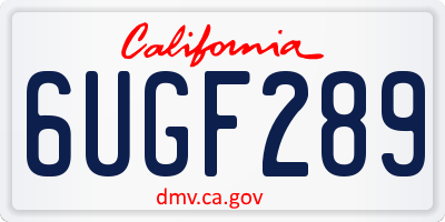 CA license plate 6UGF289