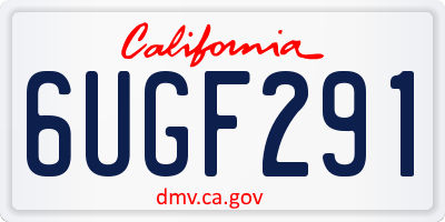 CA license plate 6UGF291