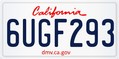 CA license plate 6UGF293