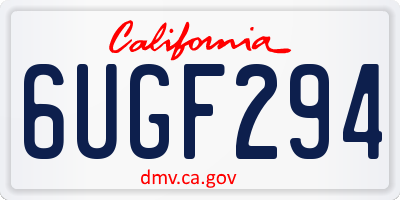 CA license plate 6UGF294