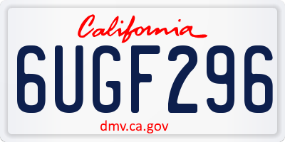 CA license plate 6UGF296