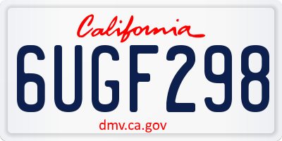 CA license plate 6UGF298