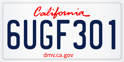 CA license plate 6UGF301