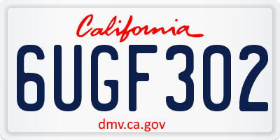 CA license plate 6UGF302