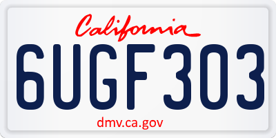 CA license plate 6UGF303