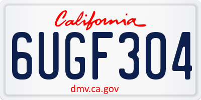 CA license plate 6UGF304