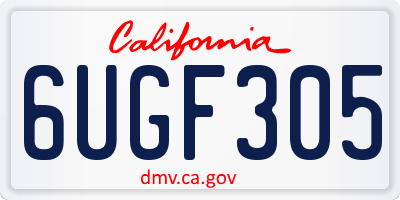 CA license plate 6UGF305