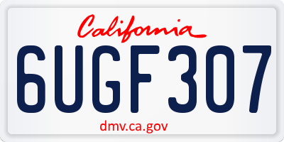 CA license plate 6UGF307