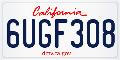 CA license plate 6UGF308
