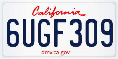 CA license plate 6UGF309