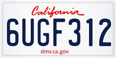 CA license plate 6UGF312