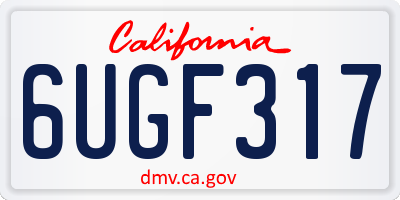 CA license plate 6UGF317