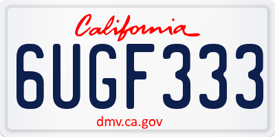 CA license plate 6UGF333
