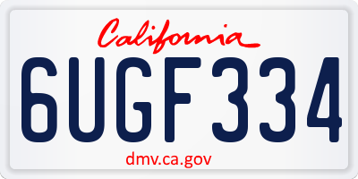 CA license plate 6UGF334