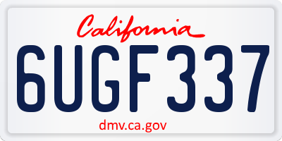 CA license plate 6UGF337