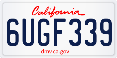 CA license plate 6UGF339