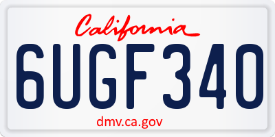CA license plate 6UGF340