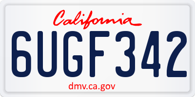 CA license plate 6UGF342