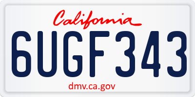 CA license plate 6UGF343