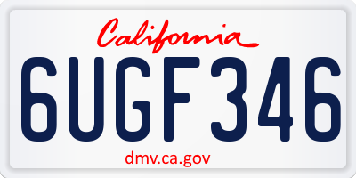 CA license plate 6UGF346