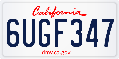 CA license plate 6UGF347