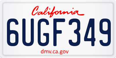 CA license plate 6UGF349