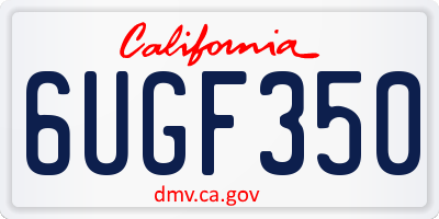 CA license plate 6UGF350