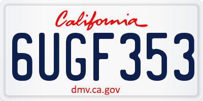 CA license plate 6UGF353