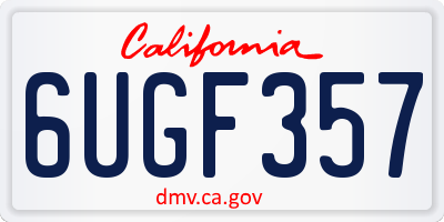 CA license plate 6UGF357