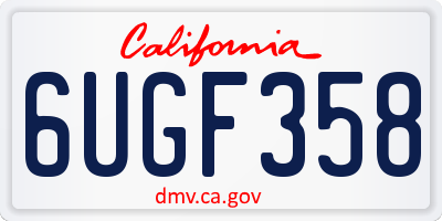 CA license plate 6UGF358
